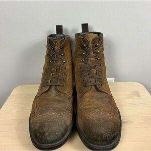TO‎ BOOT NEW YORK Braeden Suede Wing Tip Lace Up Boot Sz 11/10 Distressed Brown
